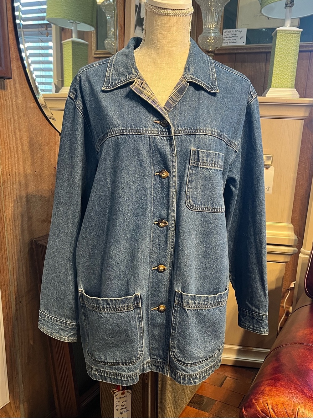 Women Large Cabin Creek 1990 denim barn coat chore jacket 3101